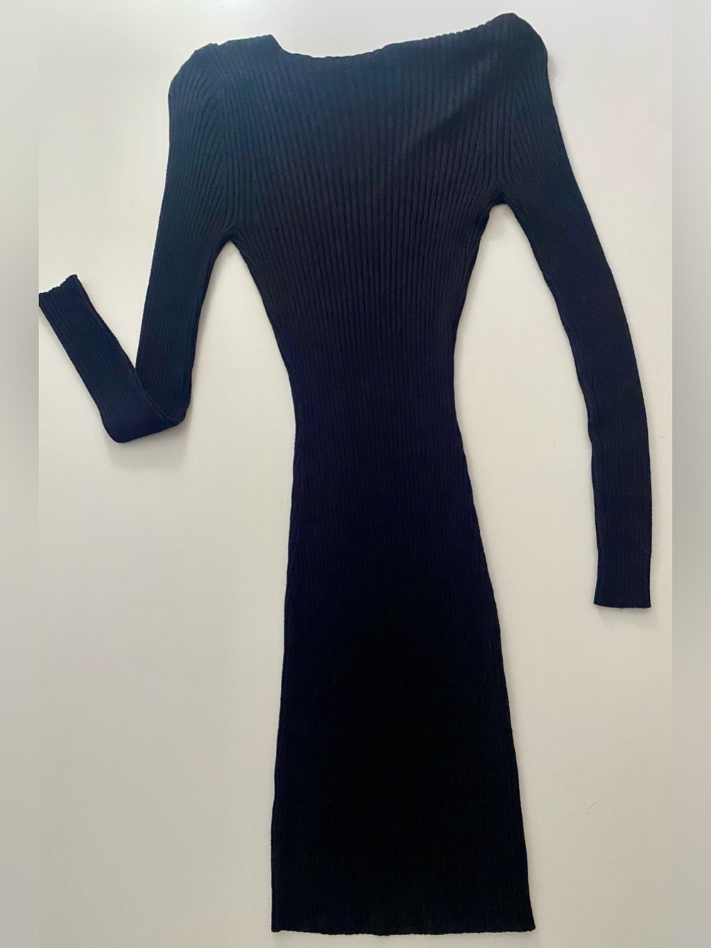 Dex Black Super Stretch Ribbed Long Sleeve Mini Dress- Bodycon NWOT